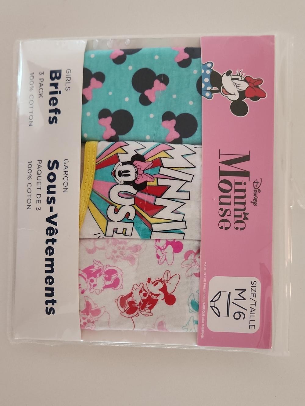 Minnie Mouse Girls Size 6 100% Cotton Briefs 3-Pack New - Old Navy Merch